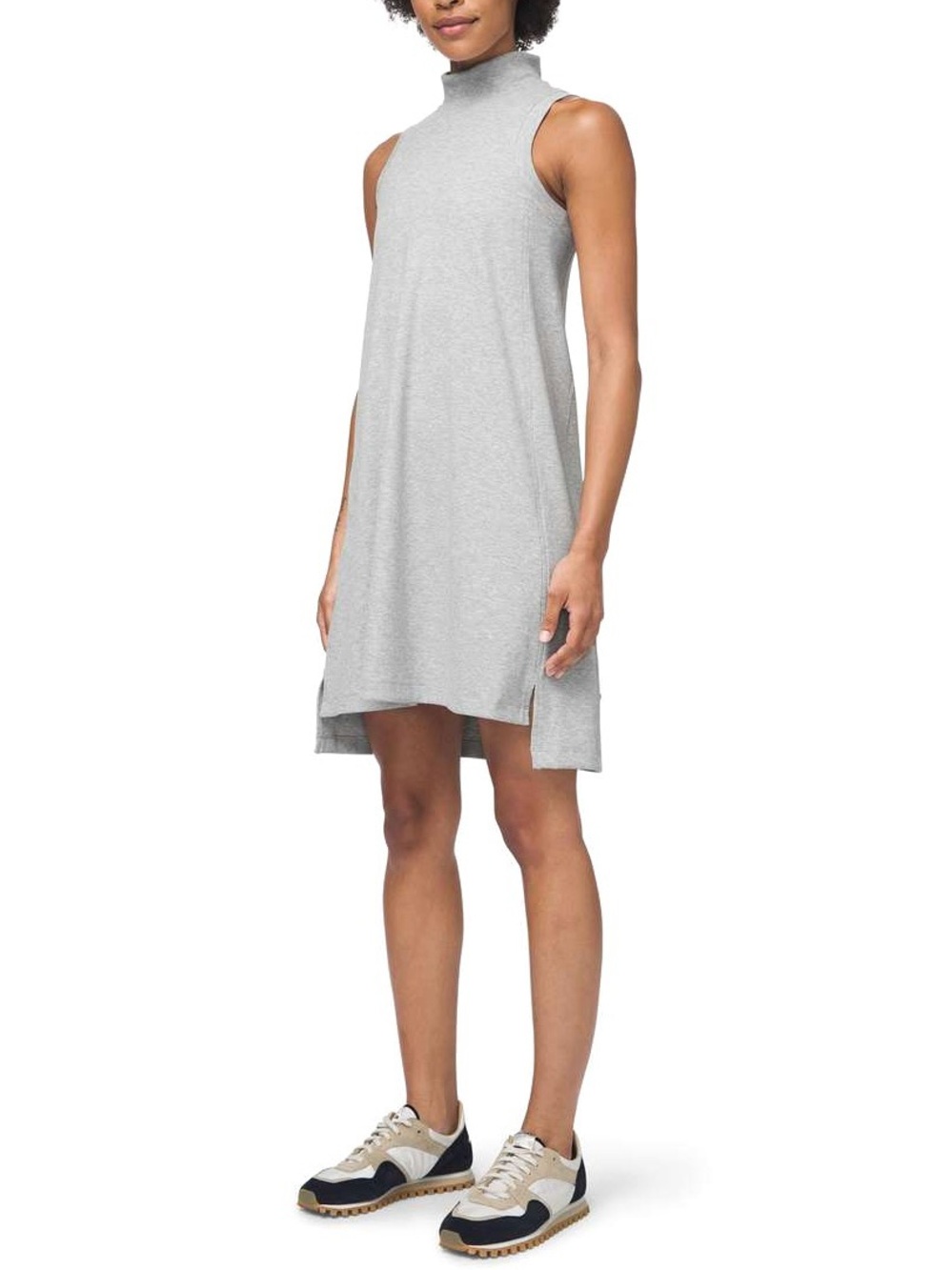 Lululemon Gone for the Week Mockneck Sleeveless Dress Grey Ribbed Modal Sz M